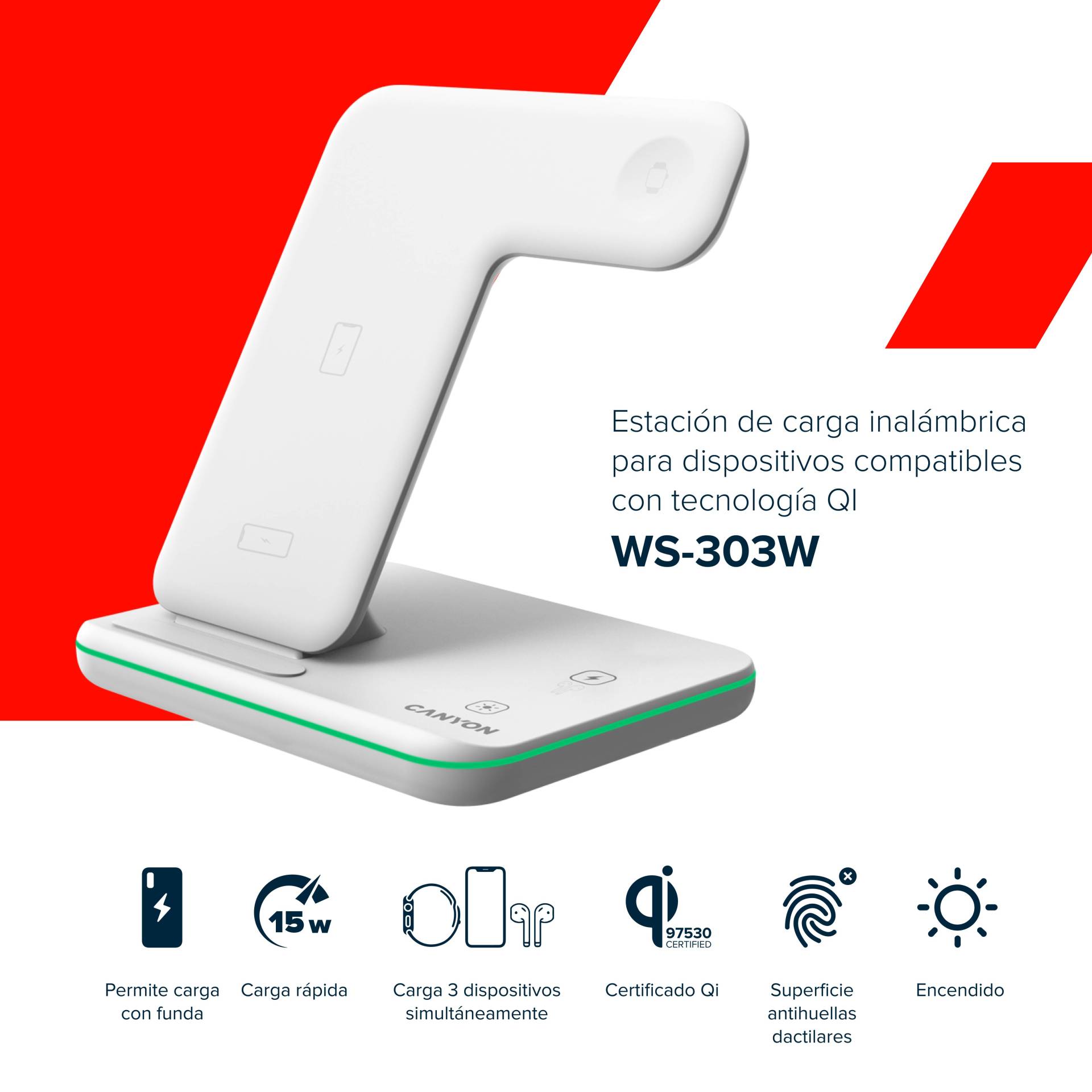 Canyon Wireless Charger Dock 3in1 QI for Apple 15W white retail Canyon Wireless Charger Dock 3in1 QI for Apple 15W white retail von Canyon