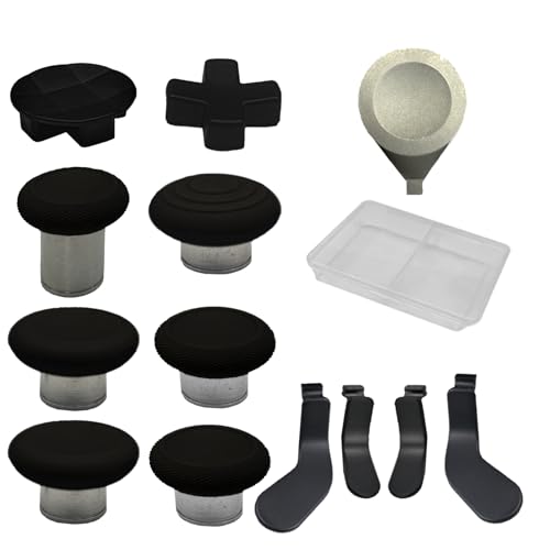 13-in-1 Metall-Thumbsticks für Xbox One Elite Serie 2, Ersatz-Magnettasten-Set für Xbox Serie 2 Core, inklusive 6 magnetischen Swap-Joysticks, 4 Paddel, 2 D-Pads, 1 Einstellwerkzeug (schwarz) von CaoXiong