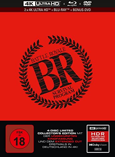 Battle Royale - 4-Disc Limited Collector's Edition im Mediabook (2 4K Ultra HD) (+ Blu-ray) (+ Bonus-DVD) von Capelight (Alive)