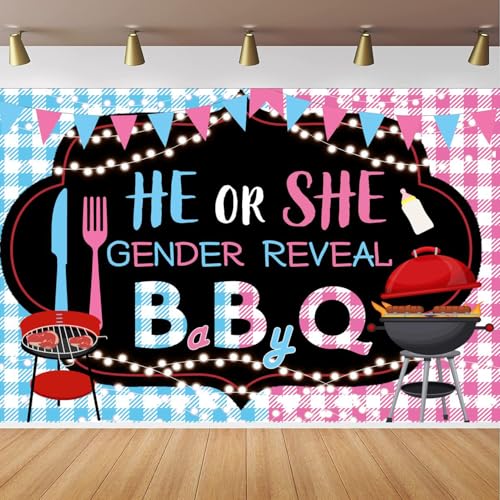 CapiSco BBQ-Hintergrund für Neugeborene, Grill-Themenparty-Dekorationen, He or She Summer Baby Q, Grill-Fotografie-Hintergrund, rosa oder blau, Picknick-Themenparty-Zubehör, Banner 2,4 x 1,8 m CapiSco BBQ-Hintergrund für Neugeborene, Grill-Themenparty-Dekorationen, He or She Summer Baby Q, Grill-Fotografie-Hintergrund, rosa oder blau, Picknick-Themenparty-Zubehör, Banner 2,4 x 1,8 m von CapiSco