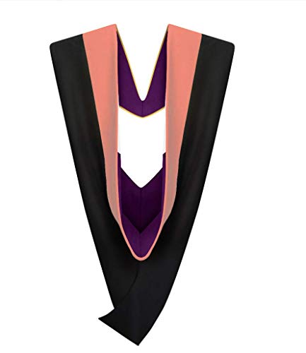 Cappe Diem Master Graduation Deluxe Hood (MBA, M.Ed, M.Sc und verschiedene Master), Aprikose/Lila/Weiß, 42" Master's Standard von Cappe Diem