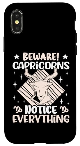 Steinbock-Sternzeichen: Vorsicht! Steinbock-Beachten Sie alles Hülle für iPhone X/XS von Capricorn Zodiac Sign Designs For Women
