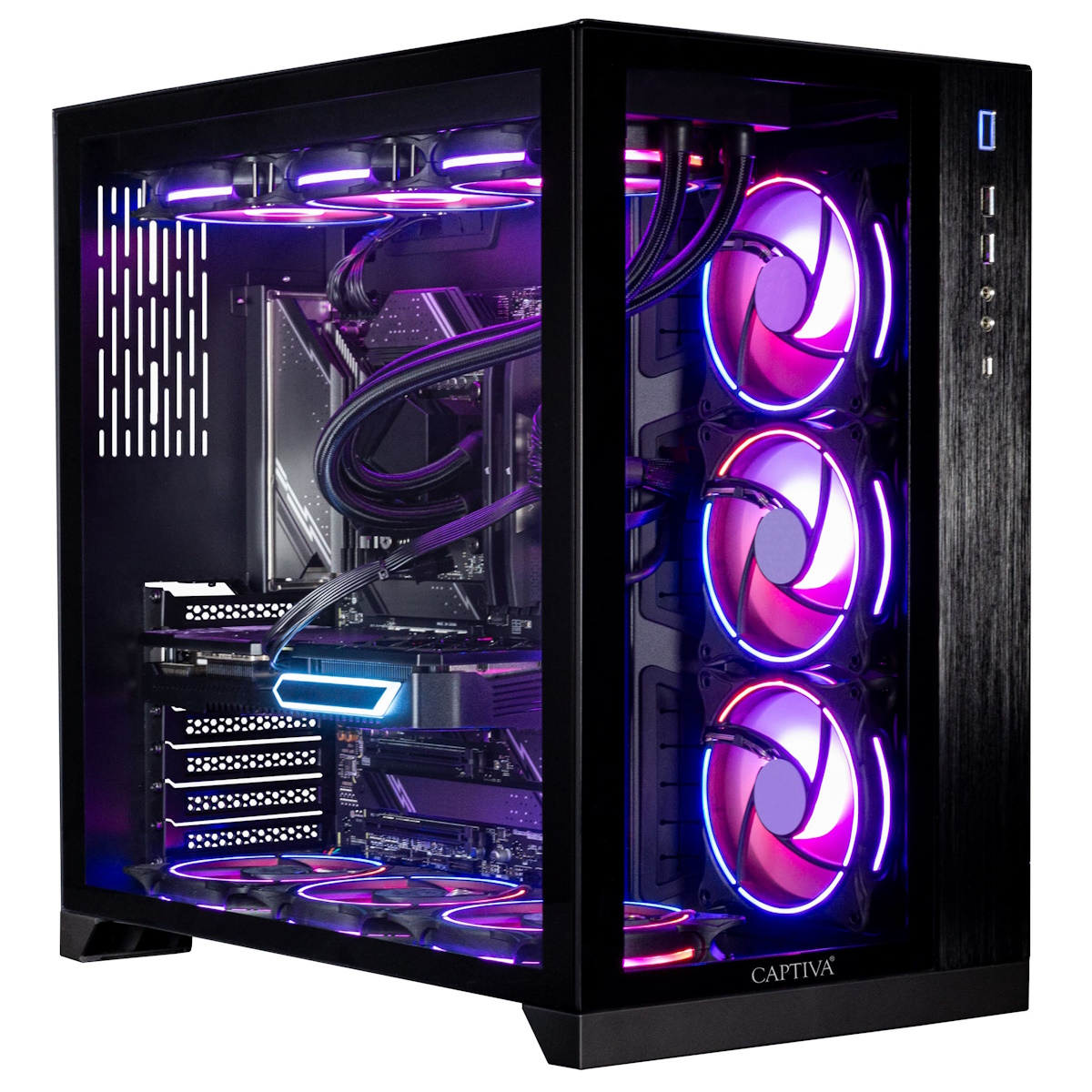 Captiva Highend Gaming PC R89-083 AMD Ryzen 7 9800X3D, 32GB DDR5 RAM, 2TB M.2 SSD, NVIDIA GeForce RTX 5080 (16GB GDDR7), X670E, Windows 11 Home von Captiva