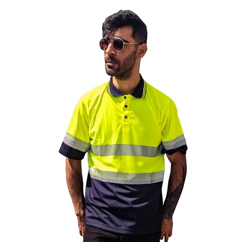 Capto Apparel Warn-T-Shirt – Reflektierendes Warn-Shirt – Warn-Shirt – Sicherheits-T-Shirt – Arbeits-Shirt – Warn-Shirt für Herren – T-Shirt für Arbeitskleidung – Gelb/Schwarz – L von Capto
