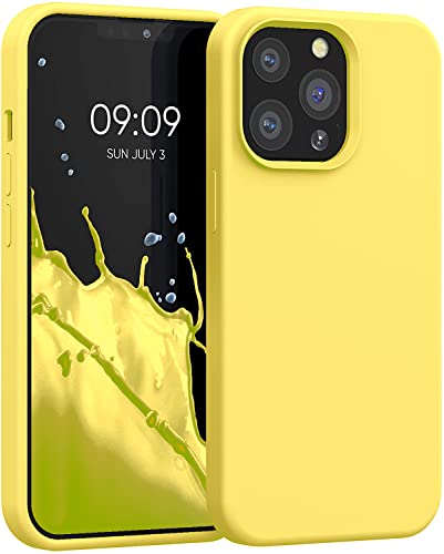 CAPTOR Bunte Handyhülle Schutzhülle aus Silikon für Apple iPhone 13 Pro Max 6,7 Zoll Hochwertiger Schutz mit erhöhtem Rand für Bildschirm und Kamera, dünn, mit Mikrofaser innen (Gelb) von Captor