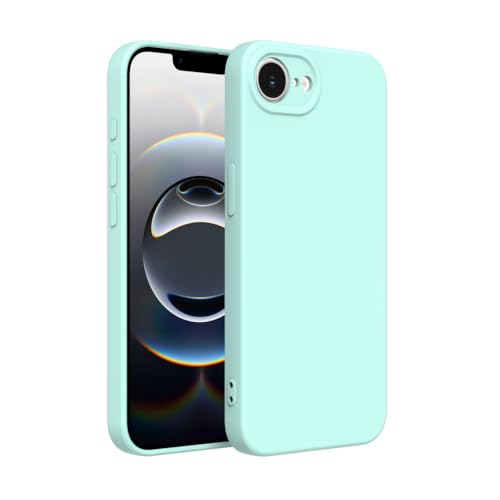 Captor Bunte Schutzhülle aus flüssigem Silikon für iPhone 16e, hohe Qualität mit erhöhtem Rand für Bildschirm und Kameraschutz mit Mikrofaser innen (Minzgrün, iPhone 16e) von Captor