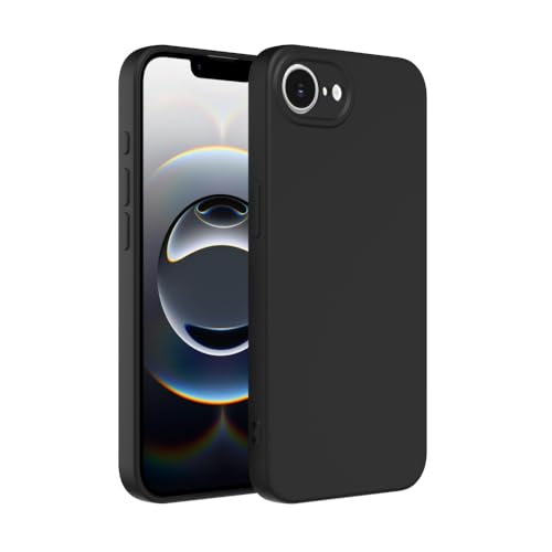 Captor Bunte Schutzhülle aus flüssigem Silikon für iPhone 16e, hohe Qualität mit erhöhtem Rand für Bildschirm und Kameraschutz mit weicher Mikrofaser innen (Schwarz, iPhone 16e) von Captor