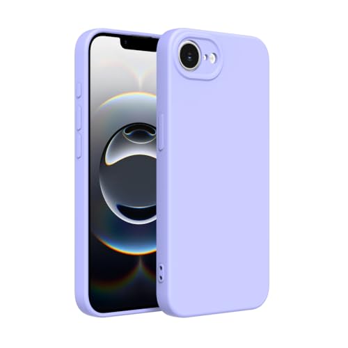 Captor Bunte Schutzhülle aus flüssigem Silikon für iPhone 16e, hohe Qualität mit erhöhtem Rand für Bildschirm und Kameraschutz mit weicher Mikrofaser innen (Blauer Lavendel, iPhone 16e) von Captor