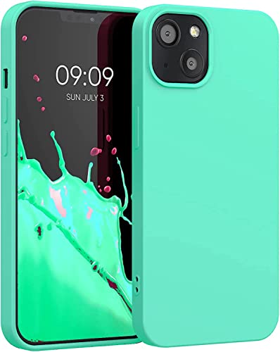Captor Farbige Handyhülle Schutzhülle aus flüssigem Silikon für Apple iPhone 14 6,1 Zoll, hohe Qualität, erhöhter Rand für Bildschirm und Kamera, dünn, weich, mit Mikrofaser innen (Wassergrün) von Captor