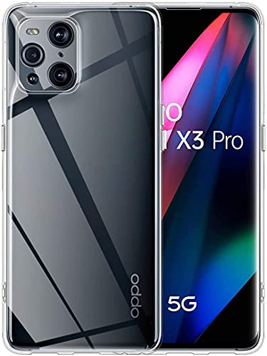 Captor Transparente Schutzhülle für Oppo Find X3 PRO / X3, Schutzhülle aus flexiblem Silikon, weich und dünn, hochwertiger Schutz mit erhöhter Kante für Bildschirm und Kamera (transparent) von Captor