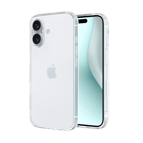 Captor Transparente Schutzhülle für iPhone 16, TPU-Schutzhülle aus flexiblem weichem und dünnem Silikon mit erhöhtem Rand für Bildschirm und Kameraschutz (erhöhte Kanten und Kameraschutz) von Captor