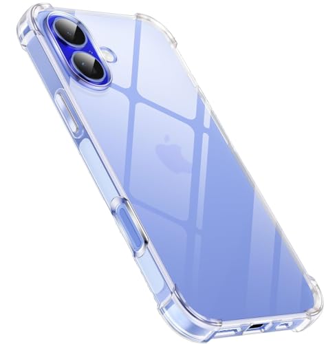 Captor Transparente stoßfeste Handyhülle für iPhone 16, aus TPU-Silikon, flexibel, weich, stoßfest, stoßdämpfend von Captor
