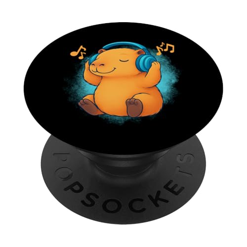 DJ Capybara Kopfhörer Musikliebhaber PopSockets Klebender PopGrip DJ Capybara Kopfhörer Musikliebhaber PopSockets Klebender PopGrip von Capybara Lover Tees Co.