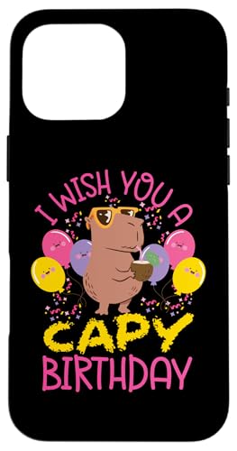 Capybara: Ich wünsche dir einen Capy-Geburtstag Hülle für iPhone 16 Pro Max Capybara: Ich wünsche dir einen Capy-Geburtstag Hülle für iPhone 16 Pro Max von Capybara Rodent Cute Animal Designs