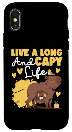 Capybara: Lebe ein langes und Capy-Leben Hülle für iPhone X/XS von Capybara Rodent Cute Animal Designs
