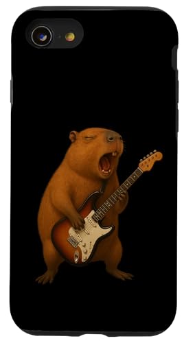 Capybara E-Gitarre Musikliebhaber Gitarristen Jungen Mädchen Hülle für iPhone SE (2020) / 7 / 8 von CapybaraAxis1