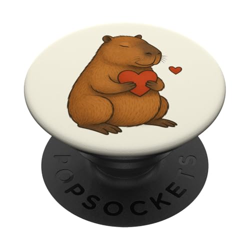Capybara Herz Valentinstag Tierliebhaber Mama Papa Kinder PopSockets Klebender PopGrip Capybara Herz Valentinstag Tierliebhaber Mama Papa Kinder PopSockets Klebender PopGrip von CapybaraAxis1