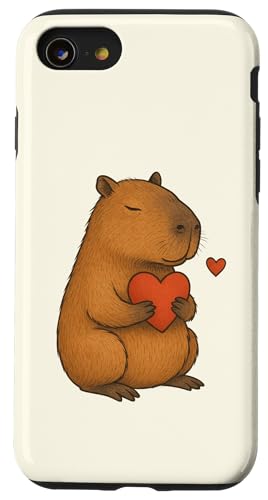 Capybara Valentinstag Herz Tierliebhaber Zoo Jungen Mädchen Hülle für iPhone SE (2020) / 7 / 8 von CapybaraAxis1