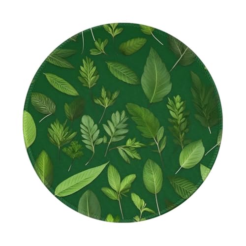 CarXs Rundes Mauspad mit Kräuterpflanzenblättern, 20,3 cm, runde, glatte Oberfläche, ideal für Büro und Zuhause von CarXs