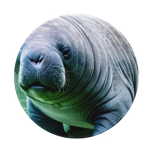 Manatee Animals Calf Round Mouse Pad 8 Inch - Round Smooth Surface Mouse Pad - Ideal for Office and Home Use von CarXs