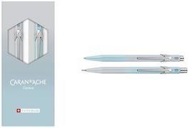 CARAN D'ACHE Schreibgeräte-Set Blue Lagoon, grau / blau Inhalt: 1 Kugelschreiber, Strichstärke: M, - 1 Stück (8490.704) von Caran d-Ache