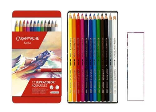 Caran D Ache Supracolor 12 Aquarellstifte und 1 Karte von Caran d'Ache