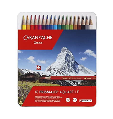 Caran d'ACHE - PRISMALO Aquarelle Buntstifte in Metallbox - 18 Stück von Caran d'Ache