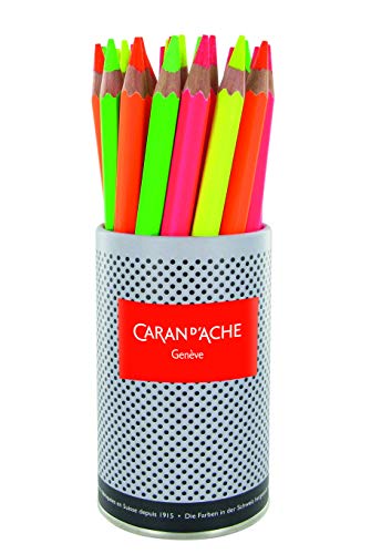 Caran d'Ache 491.104 Classic Farbstifte Maxi Farbstifte Fluo, Becher mit 28 Stück von Caran d'Ache