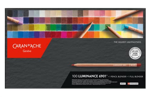 Caran d'Ache D'Ache Luminance Box – 100 sortiert, inklusive 1 Bleistiftmischer, 1 Vollmixer, J6901800, multi, 1 Stück (1er Pack) von Caran d'Ache