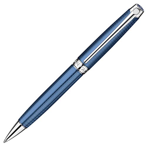 Caran d'Ache Kugelschreiber Léman Grand Bleu versilbert und rhodiniert in der Farbe Marineblau, 4789168, Blau, CD4789.168 von Caran d'Ache