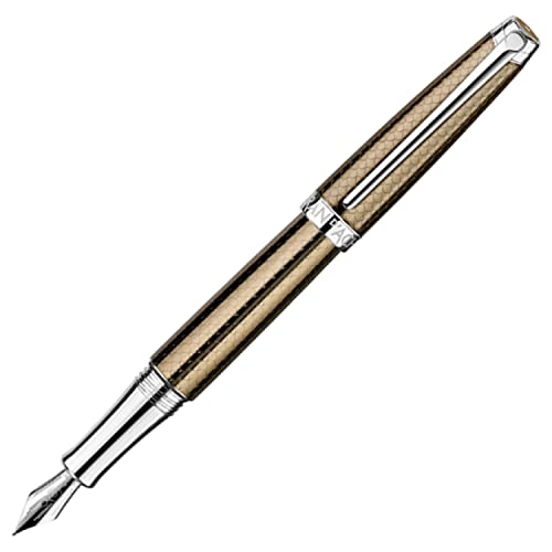 Caran d'Ache Léman Kaviar Füllfederhalter versilbert rhodiniert in der Farbe: Bernstein-Bronzeton, Feder: 18 Karat Gold, Länge: 12,5cm, Federstärke: B, 4799.507 von Caran d'Ache