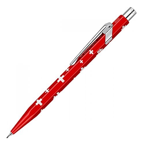 Caran d'Ache Metal-X Minenhalter Basic mit schweizer Flagge Metallgehäuse für 0,7 mm Bleistift-Minen, Länge: 12,5 cm, 0844.253, Rot von Caran d'Ache