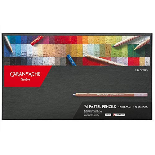Caran d'Ache Pastel Farbstifte-Set Artist mit 76 Stiften, Kohle und Grafwood Bleistift, hohe Pigmentkonzentration, cremige Applikation, 788376 von Caran d'Ache