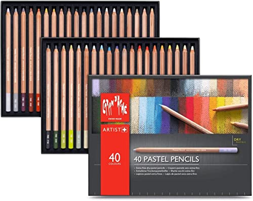 Caran d'Ache Pastel Pencil Etui mit 40 Pastelstiften aus Zedernholz merhfarbig - wasservermalbar - für Kinder und Erwachsene von Caran d'Ache