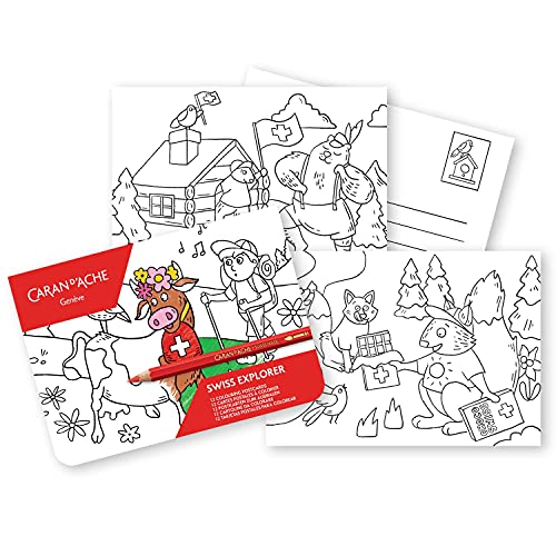 Caran d´Ache Swiss Explorer Karten zum Ausmalen 12 Stück, Maße: 10,5 cm x 14,8 cm, 0454.701 von Caran d'Ache