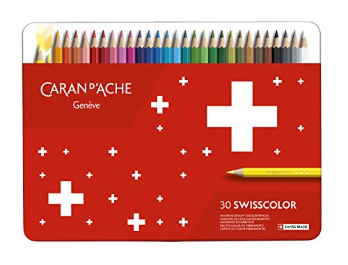 Caran d'Ache Swisscolor Metall Etui mit 30 wasserfesten Farbstiften von Caran d'Ache