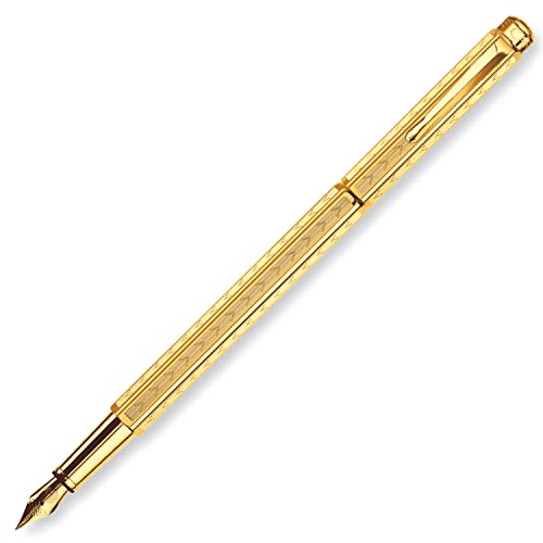 Caran d'Ache füllhalter ecridor chevron vergoldet feder fein f, Gold, 1 Stück (1er Pack) von Caran d'Ache