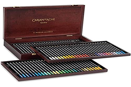 Caran d'Ache museum aquarelle watercolor pencils 72 colors in a wood box 3510 476, Mehrfarbig, 72 Stück (1er Pack) von Caran d'Ache