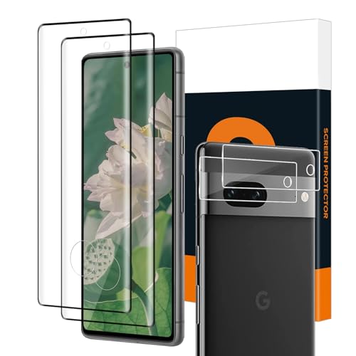 Carantee 2 + 2 Stück 3D-Hartglas für Google Pixel 7 Pro 5G, mit Kameraschutz, schmutzabweisend, High Definition, Displayschutzfolie für Google Pixel 7 Pro, blasenfrei HD von Carantee