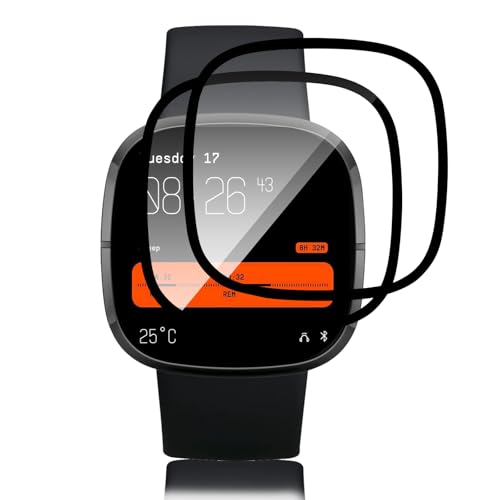 2 Stück Schutzfolie für Panzerglas für Fitbit Versa 4/Fitbit Versa 3/Fitbit Sense 2/Fitbit Sense Schutzglas, Blasenfrei Displayschutz Folie Versa 4 Schutz, Sensitive Touch, Fingerabdruck 3 Panzerfolie von Carantee