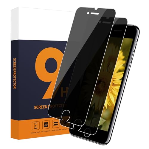 Carantee 2 Stück Sichtschutzfolie für Panzerglas für iPhone 6/6s/7/8/SE, 9H Härte iPhone SE Blickschutzfolie, Keine Blasen, Anti-Staub, Sensitive Touch iPhone 6s Privacy Anti-Spy Schutzfolie von Carantee