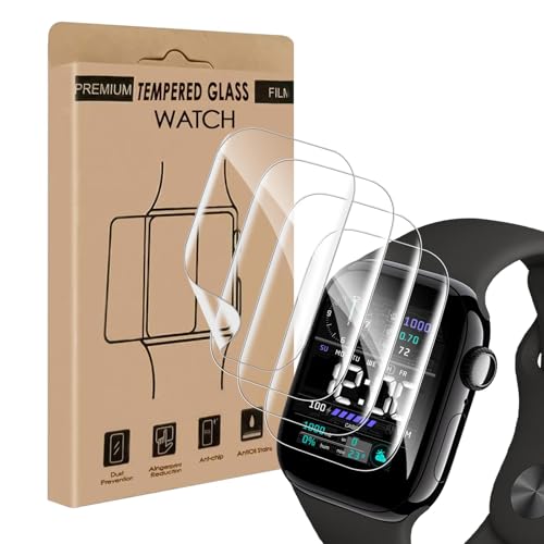 Carantee 4 Stück Hartglas für Apple Watch Series 10 (46 mm), kratzfest, blasenfrei, flexibel, TPU, wasserfest, High Definition Apple Watch 10 46 mm Glas von Carantee