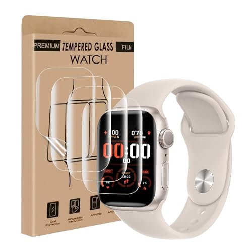 Carantee 4 Stück Schutzfolie für Panzerglas für Apple Watch Series 7/8/9(45mm), Flexible TPU, Anti Kratzer Schutzglas, Keine Blasen, Sensitive Touch, HD Klarsicht iWatch 45mm Displayschutzfolie von Carantee