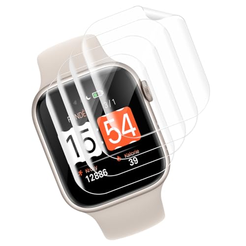 Carantee 4 Stück TPU Schutzfolie für Panzerglas für Apple Watch Series 9/7/8 45mm Folie, HD Transparent Weich Displayschutzfolie, Anti-Bläschen Hohe Empfindlichkeit Schutzglas für Apple Watch 45mm von Carantee
