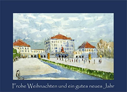 10 Klappkarten Weihnachtskarten mit Kuvert DIN B6 - München- Schloss Nymphenburg von Card Kunstverlag