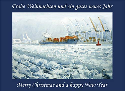 10 Weihnachtskarten mit Kuvert, Grußkarten, Glückwunschkarten - Hamburg Hafen im Winter von Card Kunstverlag