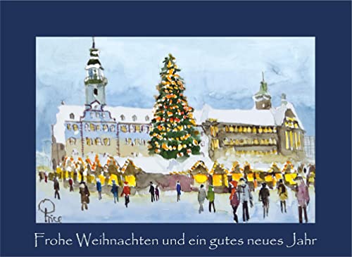 Card Kunstverlag 10 Weihnachtskarten Grußkarten blau mit Kuvert DIN B6- Weihnachten in Chemnitz von Card Kunstverlag