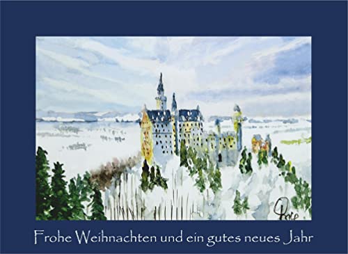 Card Kunstverlag 10 Weihnachtskarten mit Kuvert DIN B6 - Schloss Neuschwanstein im Winter von Card Kunstverlag