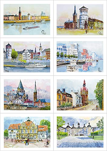 Card Kunstverlag 8 Grußkarten, Geburtstagskarten mit Kuvert DIN B6 - BERGISCHES LAND (Düsseldorf, Wuppertal, Bergisch Gladbach) von Card Kunstverlag