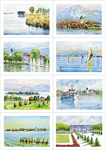 Card Kunstverlag 8 Grußkarten Geburtstagskarten mit Kuvert DIN B6 - Chiemsee von Card Kunstverlag